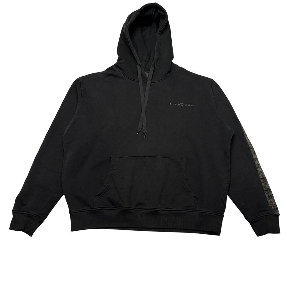 John Richmond Logo Hoodie Men's Large Logo Tape Sleeve Streetwear